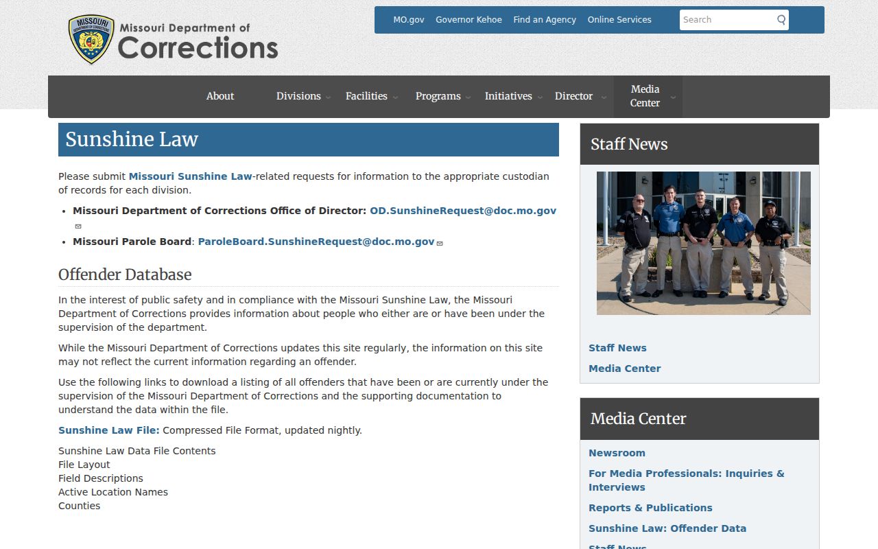 Missouri corrections records source following a Hickory County arrest and sentence