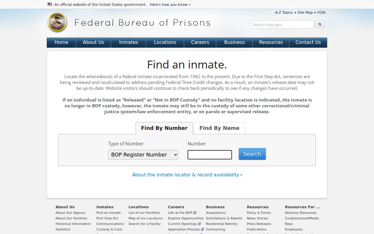 Federal inmate search separate from Hickory County arrest and booking records