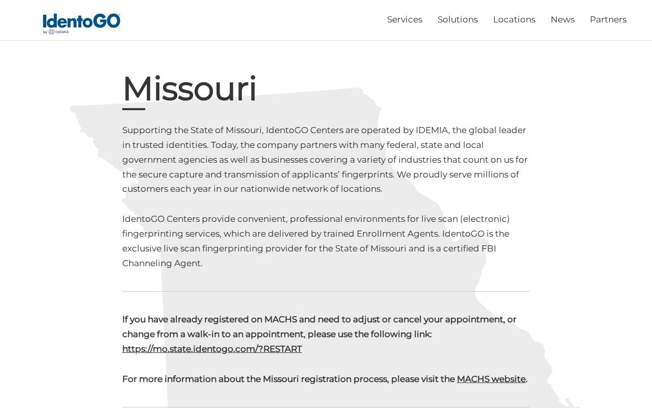 Missouri fingerprint appointment source for correcting Hickory County arrest history