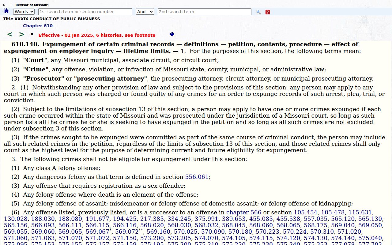 Hickory County sex offender search context from Missouri expungement law